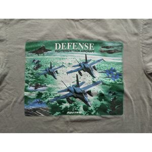 Defense Fighters/Attack Aircraft Short Sleeve T Shirt Men's Size Medium Green